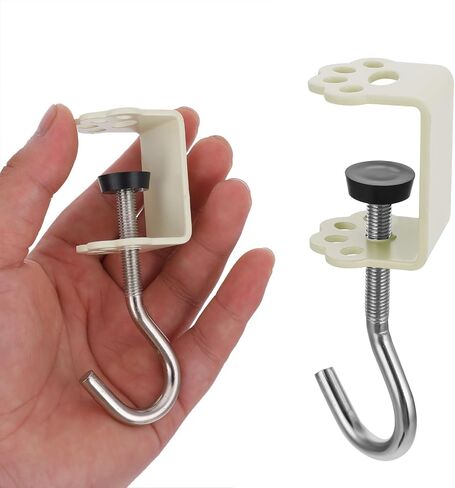 2Pcs Desk Mount Bag Holder Hook, Clamp-On Backpack Hanger, Purse Hooks for Tables, Portable Desk Mount Headphones Holder, Duty Handbag Hanger, Organize Desktop Storage Items (Cat Claw Type, Yellow) in Saudi Arabia