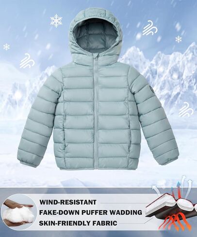 maoo garden Girls Boys Winter Puffer Jacket Big Kids Faux-Down Lightweight Packable Water-Resistant Coat in Saudi Arabia