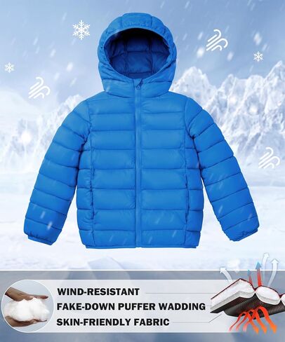 maoo garden Girls Boys Winter Puffer Jacket Big Kids Faux-Down Lightweight Packable Water-Resistant Coat in Saudi Arabia