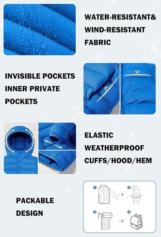 maoo garden Girls Boys Winter Puffer Jacket Big Kids Faux-Down Lightweight Packable Water-Resistant Coat in Saudi Arabia