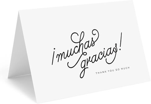 مجموعات Bliss بطاقات شكر مع مغلفات، Muchas Gracias، بطاقات شكر لجميع المناسبات لحفلات الزفاف، وحفلات الزفاف، وحفلات استقبال الأطفال، وأعياد الميلاد، والحفلات والمناسبات الخاصة، مقاس 10.16 سم × 15.24 سم (عبوة من 25 قطعة) in Kuwait