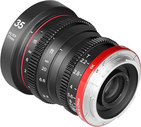 مايك عدسة سينمائية صغيرة بفتحة كبيرة T2.2 50 ملم بتركيز يدوي منخفض التشويه APS-C S35 6K متوافقة مع كاميرات كانون ار اف ار 7 ار 10 in Saudi Arabia