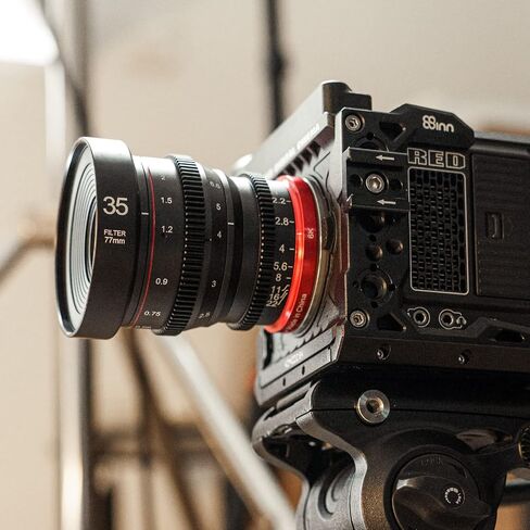 مايك عدسة سينمائية صغيرة بفتحة كبيرة T2.2 50 ملم بتركيز يدوي منخفض التشويه APS-C S35 6K متوافقة مع كاميرات كانون ار اف ار 7 ار 10 in Saudi Arabia