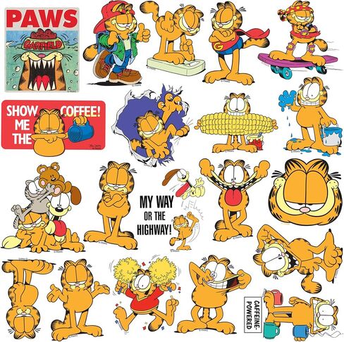 Garfield 50ct Vinyl Large Deluxe Stickers Variety Pack - Laptop, Water Bottle, Scrapbooking, Tablet, Skateboard, Indoor/Outdoor - Set of 50 in Saudi Arabia