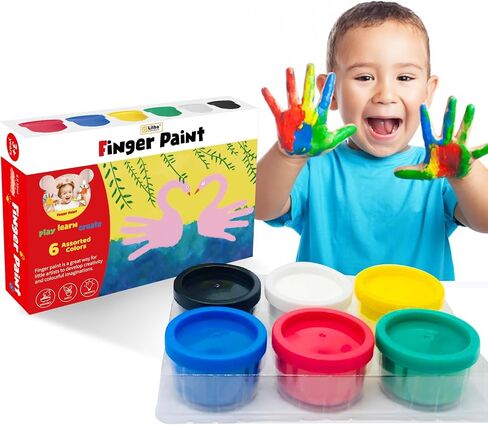 Finger Paint Set for Kids - Non-Toxic, Washable, and Safe Finger Paints for Toddlers - Perfect for Creative Play, Arts & Crafts, and Learning Activities (6, 6) in Saudi Arabia