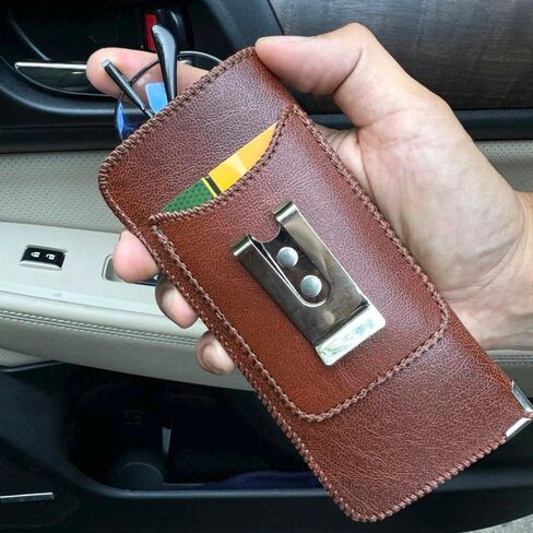 Orsus Soft Glasses Case with Belt Clip & Card Pocket, PU Leather Eyeglass Sunglasses Case Pouch Felt Lining in Kuwait