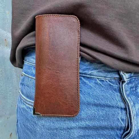 Orsus Soft Glasses Case with Belt Clip & Card Pocket, PU Leather Eyeglass Sunglasses Case Pouch Felt Lining in Kuwait
