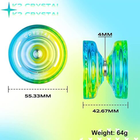 MAGICYOYO استجابة يويو للأطفال المبتدئين، ثنائي الغرض يويو K2 غير مستجيب يويو لخدع دوران الإصبع اللعب المتوسط ​​+ 12 سلسلة يويو + أداة تحمل + حقيبة تخزين (أزرق أصفر) in Kuwait