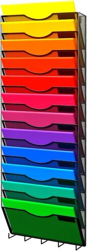 منظم ملفات جداري مكون من 12 طبقة، منظم بريد شبكي عمودي للحائط مع 5 خطاف للمفاتيح للمكتب والمنزل والمدرسة، أسود in Kuwait