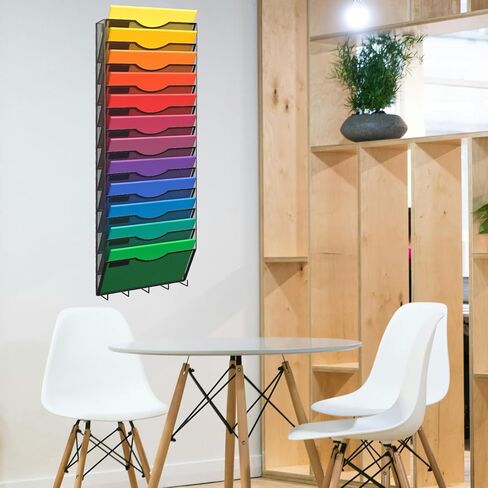 منظم ملفات جداري مكون من 12 طبقة، منظم بريد شبكي عمودي للحائط مع 5 خطاف للمفاتيح للمكتب والمنزل والمدرسة، أسود in Kuwait