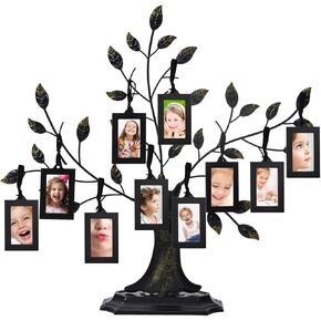Picture Frames, Family Tree Picture Frames with 6 Hanging Photo Frames, Wall Decor, Table Decor, Gifts for Mom (Bronze, 6-Pack)