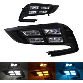 3 Color LED DRL Fog Lamp for Buick Encore Opel Mokka X 2017 2018 2019 Front Driving Cover Bezel Daytime Running Lights with Turn Signal