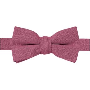 BELLUNO Solid Bow Tie Pre-Tied for Men and Boys, Cotton and Linen Blended Bowties