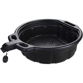 K Tool International 74645 4-1/4 Gallon Oil Drain Pan for Garages, Repair Shops and DIY, Chemical/Solvent Resistant, Polyethylene, Large Spout, Anti-Splash Lip and Baffles, Large Handle, Black