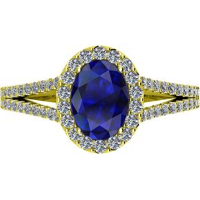 1 Carat Classic Split Shank Halo Oval Cut Sapphire Diamond Engagement Ring (0.5 Ct Center Heirloom Quality AAA+)