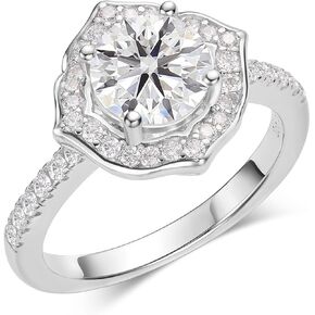 925 Sterling Silver for Women Engagement Rings Round Cut Solitaire Cubic Zirconia CZ Wedding Promise Rings for Her Wedding Bands for Women,Halo Engagement Ring Diamonds