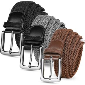 Golf Belts for Men Women 2/3 Pack Braided Elastic Fabric Stretch Canvas Woven Belt for Sports Hiking
