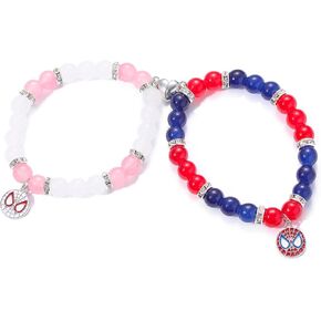 Spider Matching Bracelets for Couples Best Friends Friendship, Pink and Blue Spider Super Hero Heart Accessories Bracelet Birthday BFF Bestie GF BF Matching Bracelets