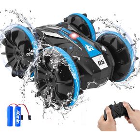 Amphibious Remote Control Car Boat 4WD RC Car for Kids 2.4GHz RC Boat Waterproof RC Monster Truck Stunt Car 360° All Terrain Rotating Water Beach Pool Toys Gifts for Boys Girls