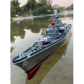 23.6" Inch Remote Controlled Warship Battleship10km/h 4WD 2.4G RC Controlled Ship 1:390 Scale On Water Lakes Pools Exhibits Models