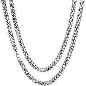 Sturdy Cuban Link Chain Stainless Steel Necklace for Men Women, 3/5/7/10/12MM Width, 18K Gold/Black Metal/316L Stainless Steel Curb Necklace Chains, 18-30inch Length