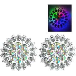 LED Round Pasties Light Up Reusable W/Bright Colors Pink, Purple, Blue & Green - 4 PLUS Uses - Rhinestone Pasties, Glow, Pasties Nipple Covers Sexy…