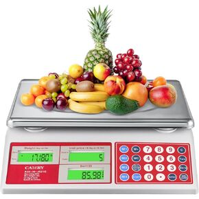 CAMRY Digital Price Computing Scale 66lb/30kg Commercial Produce Scale with Stainless Steel Platform and Green Backlight LCD Display for Meat, Fruit, Ideal for Deli, Farmers Markets, Restaurants