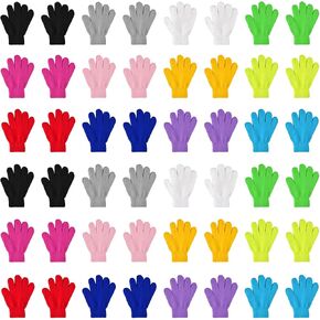 Coopay 12/24/48 Pairs Kid's Winter Warm Magic Gloves Children Stretchy Full Finger Knitted Gloves Boys Girls Student Gloves