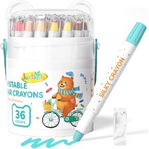 12-Color Twistable Crayons for Toddlers 1-3 and Kids 4-8, Non-Toxic Washable Jumbo Crayons, Ultra-Silky Easy-Grip Art Supplies, Ideal Coloring Gift for Boys and Girls