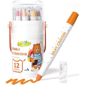 12-Color Twistable Crayons for Toddlers 1-3 and Kids 4-8, Non-Toxic Washable Jumbo Crayons, Ultra-Silky Easy-Grip Art Supplies, Ideal Coloring Gift for Boys and Girls