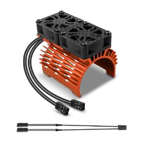 RC Motor Cooling Fan Fits for 1/8 RC 40mm Brushless Motor 4068 4076 4082 4092, 27000RPM RC Car Dual Motor Heatsink Fan with Red Metal Cover