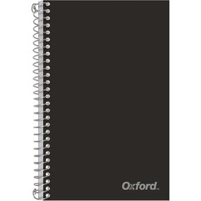 Oxford Poly Spiral Notebook, 2-Subject for School, College Ruled Paper, 100 Sheets, 6 x 9.5 Inches, 2 Double Pocket Dividers, Black Cover (1002544)