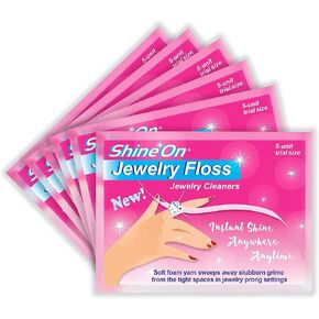 ShineOn Jewelryfloss Jewelry Cleaners, Soft Foam Yarn for Tight Spaces, Stiff Threader for Prong Settings, Grime and Tarnish Remover, Diamond, Gold, Silver, Platinum, Ring Cleaner, 6 Pack