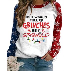 LYEIAO Christmas In A World Full of Be A Griswold Sweatshirt Women Christmas Light Raglan Sleeve Lightweight Pullover Tops