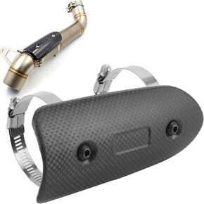 Exhaust Heat Shield, Universal Dry Carbon Fiber Exhaust MidPipe Heat Shield Guard Protector Kit Replacement Accessories for Motorcycle