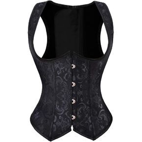 Women's Gothic Steampunk Corset Bustier Steel Boned Overbust Long Torso Waist Training Corsets