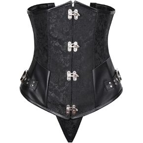 SHYMMUO Women Steampunk Corset Sexy Boned Underbust Goth Lace Up Medieval Waist Corset Belt