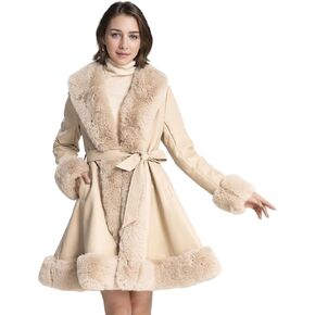 Winter Faux Fur Coats for Women,Faux Fur Leather Jacket Women