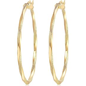 14K Gold Hoop Earring for Women Gold Earrings Hoops Twisted 14 Karat Gold Earrings Gold Jewelry Lightweight 30mm,40mm