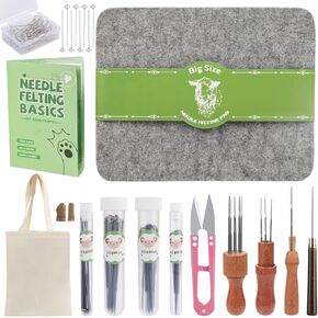 IMZAY Needles Felting Tools, Large Needle Felting Mat, 80 PCS Felting Needles, 8"x10" Felting Pad, Needle Felting Supplies with Felt Needle Wood Handles and Wool Felting Needles for DIY Felt Crafts