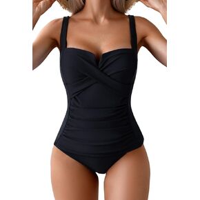 Tankini Swimsuit for Women Twist Front Tummy Control Two Piece Bathing Suit Ruched Wrap Swimwear with Bottom