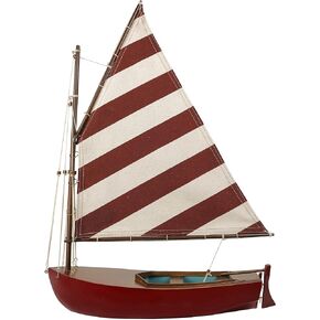 SAILINGSTORY Wooden Sailboat Model Ship Catboat Sail Boat Decor Sailing Boat Model Grey Green