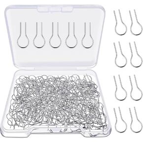 300 Pieces High Temperature Nichrome Wire Jump Rings R Shaped Nichrome Hanger Hooks for Ceramic Ornaments, Glass Projects, Porcelain，Stoneware and Fusing in Glass, with Plastic Storage Box (300)