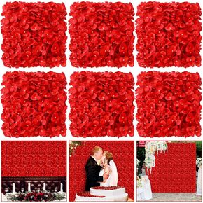 Tigeen 6 Pcs Flower Wall Panels 15 x 15 Inch 3D Silk Rose Floral Wall Decorative Faux Flower Wall Background for Wedding Home Decoration Background Shop Party Photo Arrangement (Pink,6 Pcs)