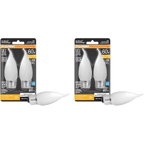 LEDVANCE SYLVANIA LED TruWave Natural Series Décor Light Bulb, B10 Chandelier 40W Equivalent, Efficient 4W, Candelabra Base, Dimmable, 350 Lumens, 2700K, Clear, Soft White - 2 Pack (40755)
