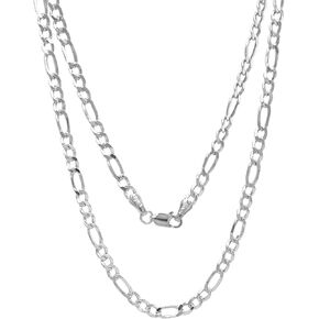 14K Real Gold Figaro Chain - 2mm 2.45mm 3.15mm 4.1mm 5.1mm 5.7mm Diamond Cut Cuban Link Figaro Necklace For Men - Yellow /White Gold Pendant Necklace For Women with Lobster Clasp 16" 18" 20" 22" 24" 26" 28"
