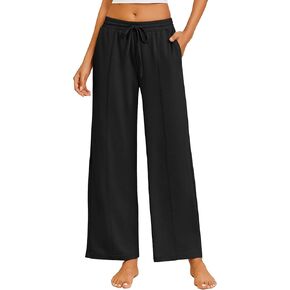 Ekouaer Women's Wide Leg Yoga Pants Elastic Waist Sweatpants Drawstring Pajama Bottoms Comfy Lounge Pants with Pockets