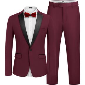 COOFANDY Men's Suits 2 Piece Slim Fit Dress Suits Tuxedo Jacket One Button Blazer for Wedding Business Prom