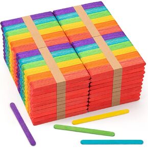 WISYOK 2000 Pcs Colored Popsicle Sticks for Crafts, 4.5 Inch Colored Wooden Craft Sticks, Ice Cream Sticks, Rainbow Popsicle Sticks, Great for DIY Craft Creative Designs and Handicraft