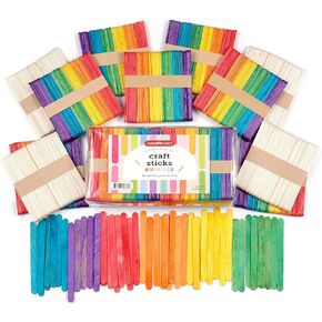 Incraftables Colored Popsicle Sticks for Crafts 600pcs (7 Colors). Large Colorful Wood Craft Sticks for DIY Decor & Ice Cream. Bulk Wide & Jumbo Wooden Craft Popsicle Sticks for Kids & Adults (4.5")